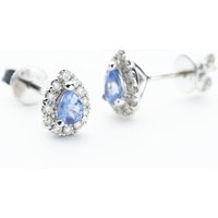 9ct White Gold Pear Cut Tanzanite & 0.30ct Diamond Cluster Stud Earrings NTE409PEAR-TZD-9WG