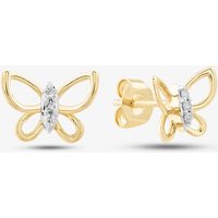 9ct Yellow Gold 0.05ct Brilliant Cut Diamond Butterfly Stud Earrings THE39305-05 (YG)