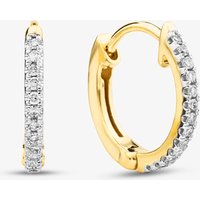 Pure Brilliance 9ct Yellow Gold 0.10ct Brilliant Cut Claw Set Diamond Huggie Hoop Earrings THE45083-10