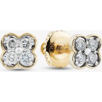 Pure Brilliance 9ct Yellow Gold 0.12ct Diamond Flower Stud Earrings THE46493-12
