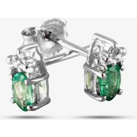 9ct White Gold Emerald and Diamond Stud Earrings ve04846 9kw-em