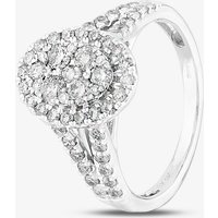 Pure Brilliance 9ct White Gold 1.00ct Diamond Split Shouldered Oval Cluster Ring THR21963-100 M
