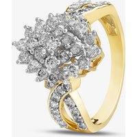 9ct Yellow Gold 1.00ct Diamond Cluster Shoulder Set Ring THR31389-100 O