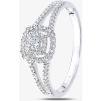 9ct White Gold 0.25ct Diamond Cluster Split Shoulder Ring PR12865W P