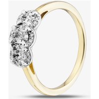 9ct Two Colour Gold Oval Cut Diamond Triple Cluster Ring L32285/50 YW Q