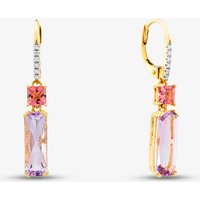 18ct Yellow Gold Multi Cut Amethyst & Topaz & 0.05ct Diamond Dropper Earrings LG320/EA-PR(PTO/AM)