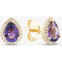 Tivon 18ct Yellow Gold Pear Cut Amethyst & Diamond Stud Earrings EY-0874-AM