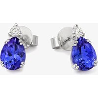 Tivon Classic 18ct White Gold Pear-Cut Tanzanite & Diamond Stud Earrings CEW1SPR7TZ