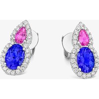 Tivon 18ct White Gold Tanzanite Pink Sapphire and Diamond Cluster Stud Earrings EW-0917-TZPS