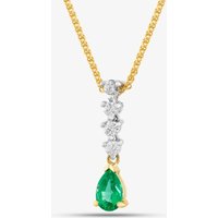 18ct Yellow Gold 0.40ct Pear Cut Emerald & 0.15ct Brilliant Cut Diamond Pendant Necklace 49290