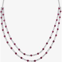 18ct White Gold Ruby & Diamond Two Row Necklace HSN1061(RU)