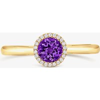 Tivon 18ct Yellow Gold & Brilliant Cut Amethyst Diamond Halo Ring RY-1637-AM