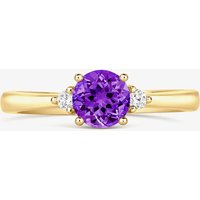 Tivon 18ct Yellow Gold Briliant Cut 0.40ct Amethyst Three Stone Ring RY-1638-AM