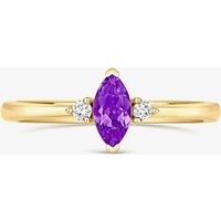 Tivon 18ct Yellow Gold Marquise Cut 0.40ct Amethyst Three Stone Ring RY-1642-AM