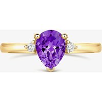 Tivon 18ct Yellow Gold Pear Cut 0.85ct Amethyst Three Stone Ring RY-1645-AM