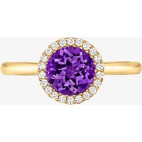 Tivon 18ct Yellow Gold & Brilliant Cut 0.75ct Amethyst Diamond Halo Ring RY-1656-AM