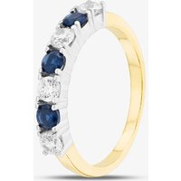 Fashionista Gold Silver Gold Plated Brilliant Cut Blue & White Cubic Zirconia Half Eternity Ring S2215Y-P