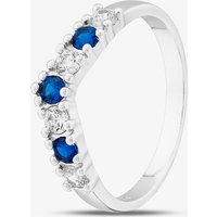 Sterling Silver Blue & White Cubic Zirconia Wishbone Ring S2219-Q