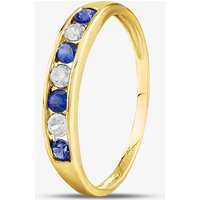 9ct Yellow Gold Blue & Clear Cubic Zirconia Half Eternity Ring PR02470SA M