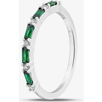 Sterling Silver Green & White Cubic Zirconia Half Eternity Ring S2208-Q