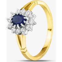 9ct Yellow Gold Blue & Clear Crystal Cluster Ring DIV006B-L