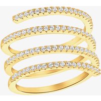 LUXE Silver Gold Plated Cubic Zirconia Spiral Ring 8.84.0799 T