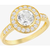 LUXE Silver Gold Plated Cubic Zirconia Shoulder Set Halo Ring 8.98.0260 P