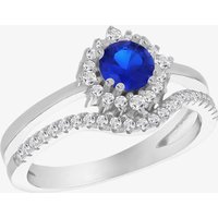 Silver Blue Cubic Zirconia Double Split Shoulder Ring 8.84.1171 M
