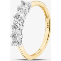 Silver Gold Plated Princess Cut Cubic Zirconia Five Stone Ring S2067Y-Q