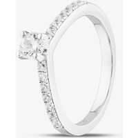 Sterling Silver Brilliant Cut Cubic Zirconia Shoulder Set Solitaire Ring S2107-N