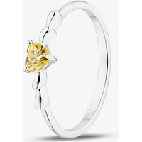 Sterling Silver Heart Shaped Yellow Cubic Zirconia Ring 042-60407/SP YEL 56