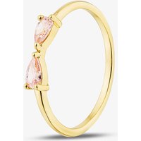 Yellow Gold Plated Sterling Silver Pink Cubic Zirconia Bow Ring 042-59644/GP 52