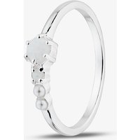 Sterling Silver Synthetic Opal & Simulated Pearl Ring 042-57056/SP 56