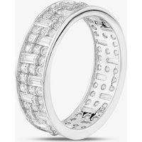 Silver Brilliant & Baguette Cut Cubic Zirconia Pattern Band Full Eternity Ring R7640-1 R