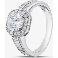 Silver Brilliant Cut Cubic Zirconia Shoulder Set Halo Ring R6852 S