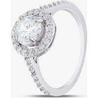 Silver Brilliant Cut Cubic Zirconia Shoulder Set Halo Ring R6845 M