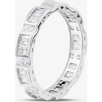 Silver Baguette & Brilliant Cut Cubic Zirconia Full Eternity Ring Ring R7637-1 L