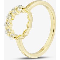 Gold Tone Plated & Blue Topaz Open Circle Ring MR-1056BT-54