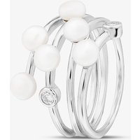 Sterling Silver Freshwater Pearl Multi Row Ring ROW70018FW M