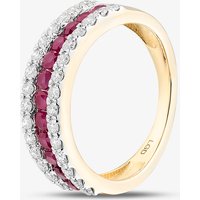 9ct Yellow Gold Lab Grown Ruby & Lab Grown Diamond Three Row Half Eternity Ring LGR44409-RD N
