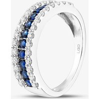 9ct White Gold Lab Grown Sapphire & Lab Grown Diamond Three Row Half Eternity Ring LGR44409-SD Q