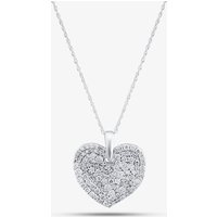 9ct White Gold 1.00ct Certificated Round Cut Lab Grown Diamond Heart Pendant Necklace LGP45515-100 (WG)
