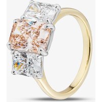 18ct Yellow Gold 4.59ct Certificated Pink & White Radiant Cut Lab Grown Diamond Three Stone Ring U3800