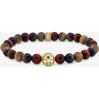 THOMAS SABO 18ct Yellow Gold Plated Sterling Silver Tiger's Eye Beaded Bracelet A2145-324-2-L19