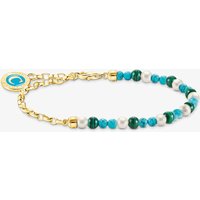 Thomas Sabo Charm Club Charmista Charmista Multicoloured Gold Plated Simulated Malachite Bracelet - Size 19 cm - Sterling Silver / Gold Plated / Simulated Malachite