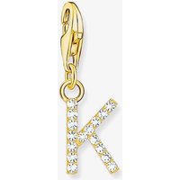 Thomas Sabo Charm Club Charmista Charmista White Gold Plated Zirconia Letter K Charm Pendant - Sterling Silver / Gold Plated / Zirconia