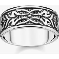 THOMAS SABO Blackened Sterling Silver Black Cubic Zirconia Tiger Pattern Ring TR2291-643-11-62