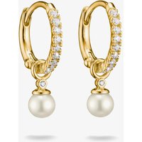 THOMAS SABO Classics 18ct Yellow Gold Plated Freshwater Pearls Pendant Hoop Earrings CR702-M01-14