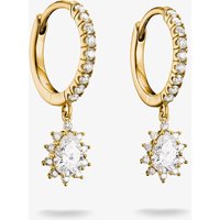 THOMAS SABO Classics 18ct Yellow Gold Plated Cubic Zirconia Teardrop Cluster Drop Hoop Earrings CR748-M01-14