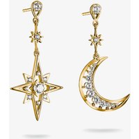THOMAS SABO 18ct Yellow Gold Plated Cubic Zirconia Moon & Star Drop Stud Earrings H2379-M01-14